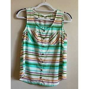 Mine multicolor striped button up tank